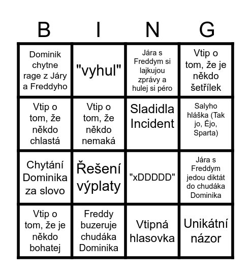 Chat Experience Bingo Card