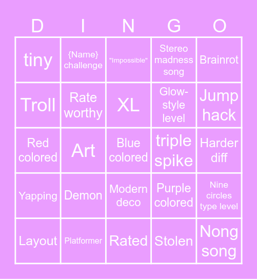 Level requests bingo Card