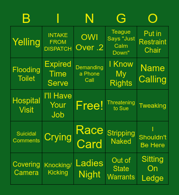 BHCSO Intake Bingo Card