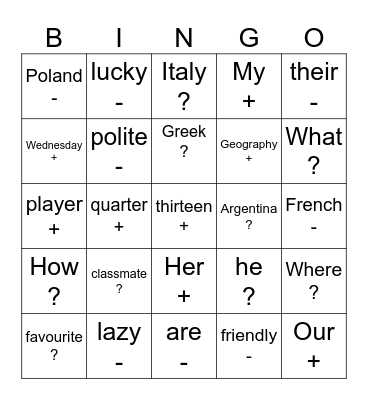Unit 1/ The Incredible 5 Team 1 Bingo Card