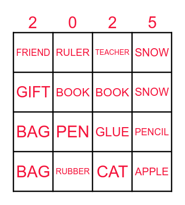 VOCABULARY Bingo Card
