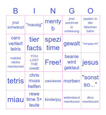 MU GDIM07 BINGO Card
