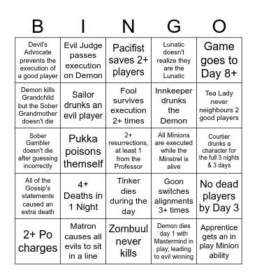 BMR Bingo Card
