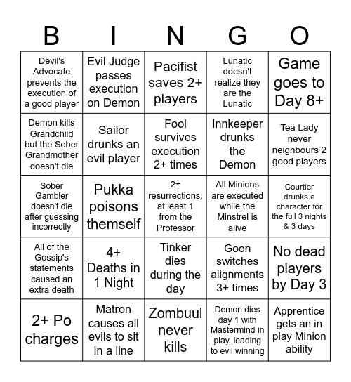 BMR Bingo Card
