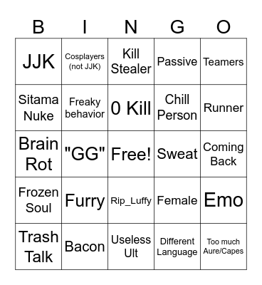 Tsb Bingo Card