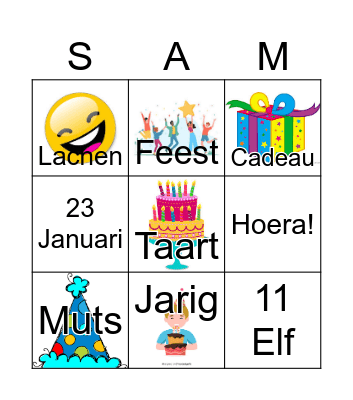 Samuel's 11th Birthday Bingo Card