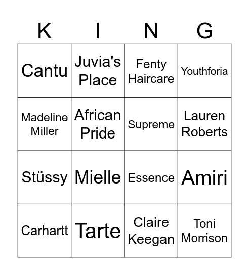 Martin Luther Kingo Bingo Card