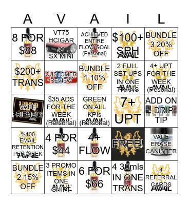 September Week 4 Bingo Card