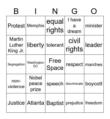 MLK Bingo Card