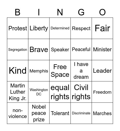 MLK Bingo Card