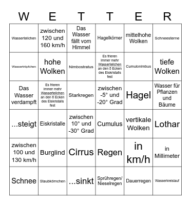 Wetterbingo Card