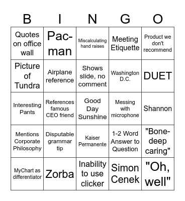 Judy Bingo Card