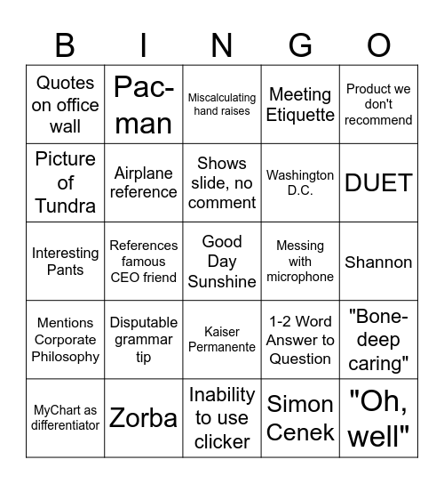 Judy Bingo Card