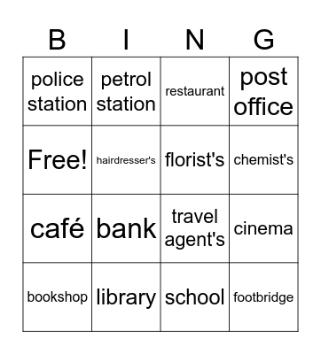 Around town Bingo Card