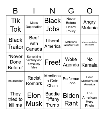 Inauguration Bingo Card