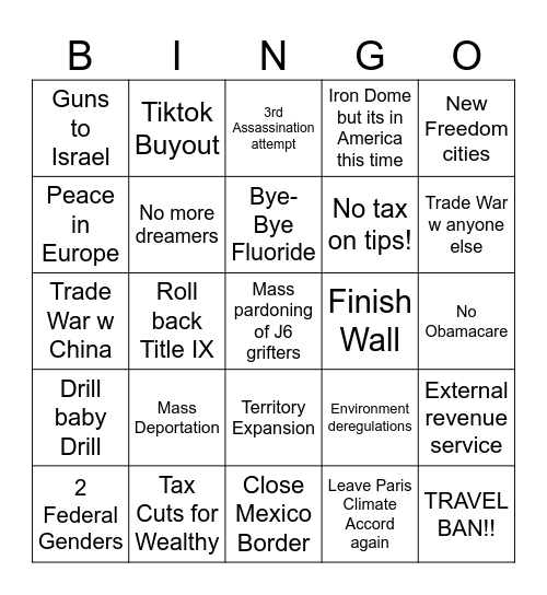Trump Bingo 2025 RMHJR Bingo Card