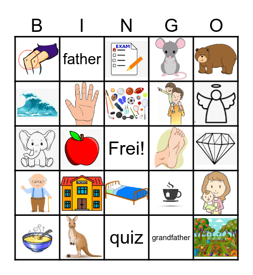 German Cognates D1 Bingo Card