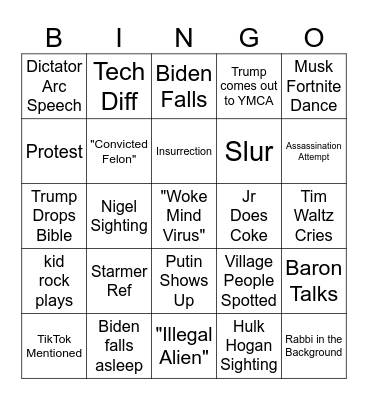 Inauguration Bingo Card