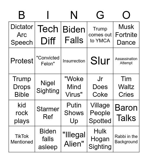 Inauguration Bingo Card