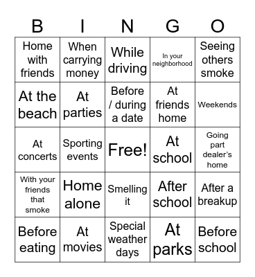 External Triggers Bingo Card
