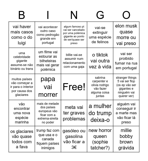 2025 bingo card Bingo Card