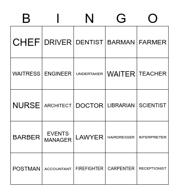 JOBS Bingo Card