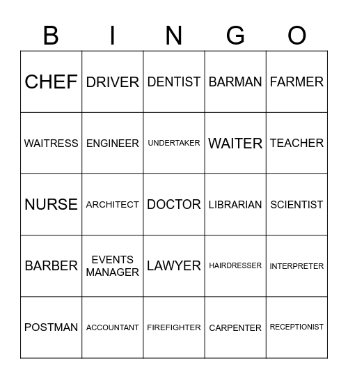 JOBS Bingo Card