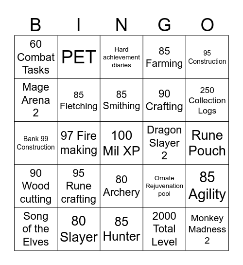 OSRS Bingo Card