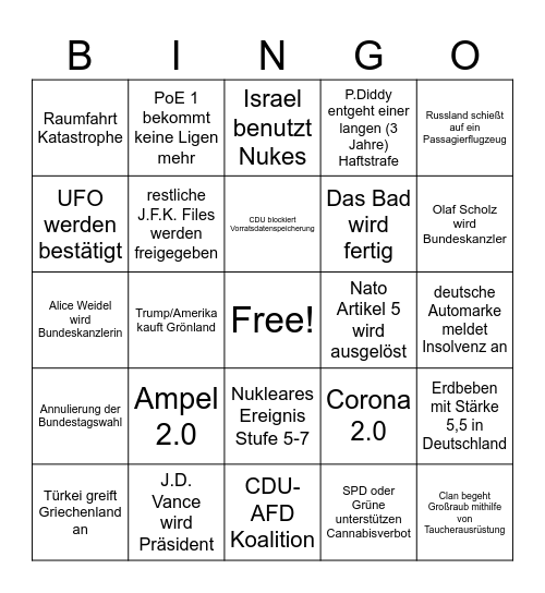 Tutja 2025 Bingo Card