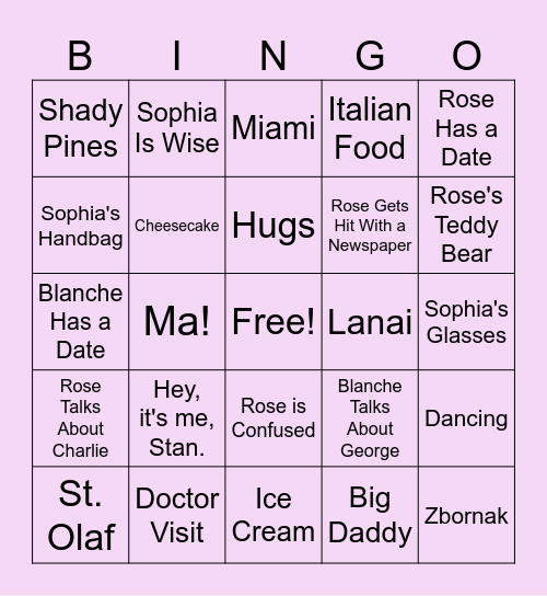 Golden Girls Bingo! Bingo Card