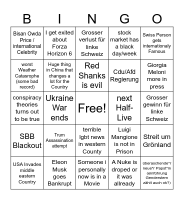 Bingo 2025 Bingo Card