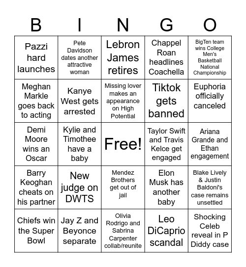 2025 Bingo Card