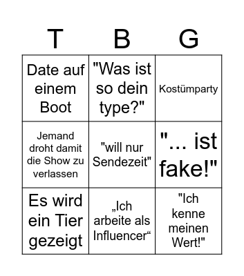 Trash-TV-Bingo Card