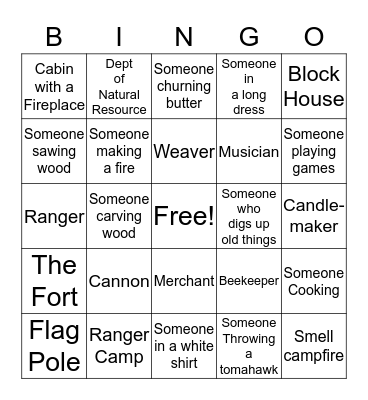 Fort Lamotte Field Trip Bingo Card