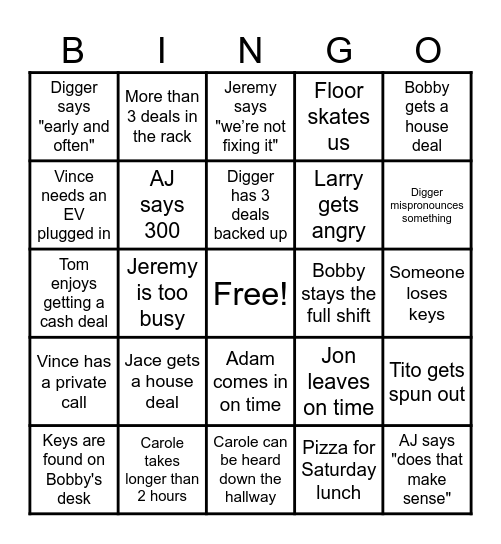 Internet Bingo Card