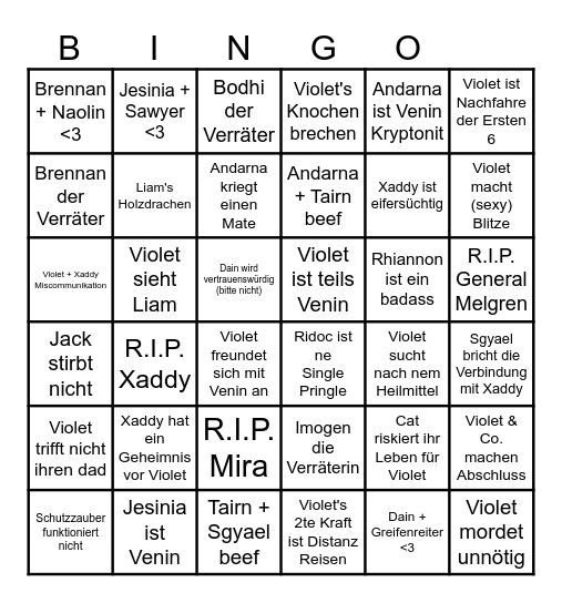 Onyx Storm Bingo Card