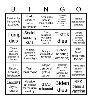 A very depressing BINGO card Bingo Card