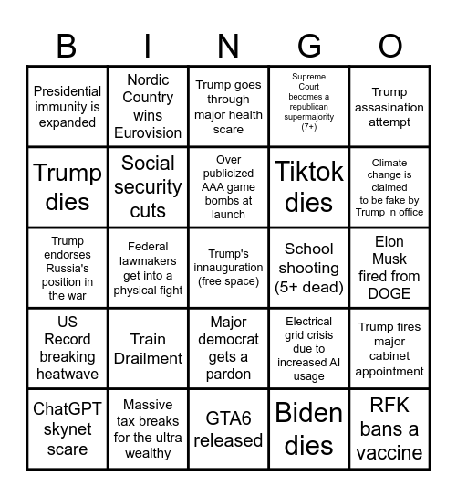 A very depressing BINGO card Bingo Card