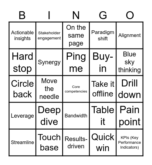 Rising Stars Bingo Card
