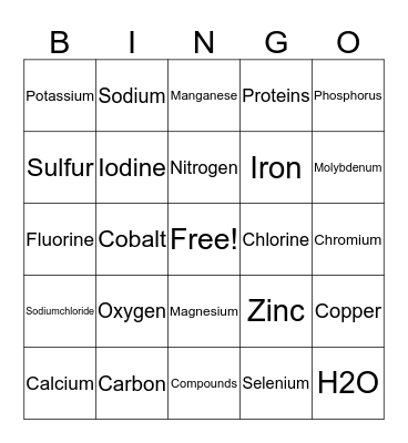 Body Chemistry  Bingo Card