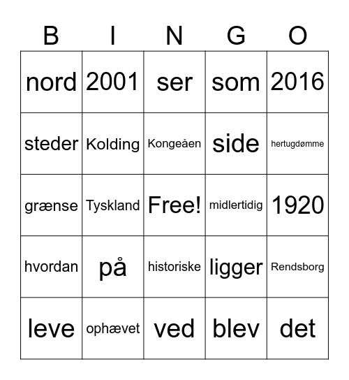 Den dansk-tyske grænse Bingo Card