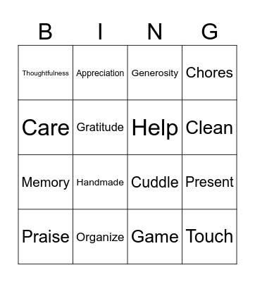 BINGO LOVE Bingo Card