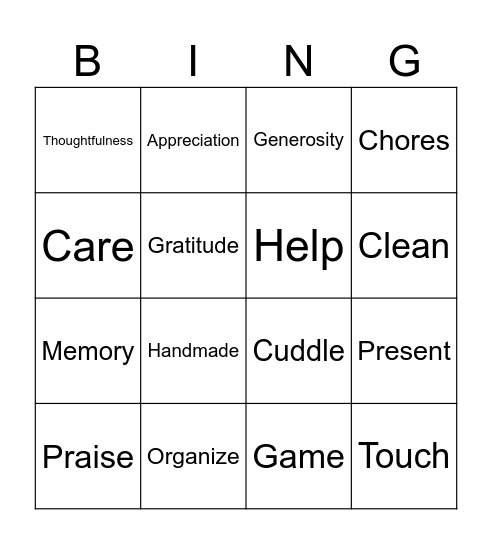 BINGO LOVE Bingo Card