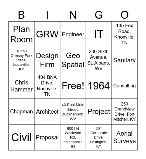 National Fun at Work Day: GRW Bingo! Bingo Card