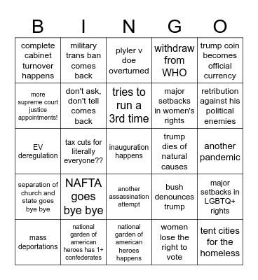trump presidency bingo Card