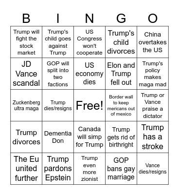Trump Bingo Card