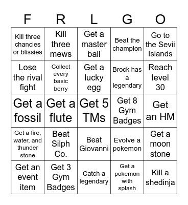 Speedrun Bingo Card