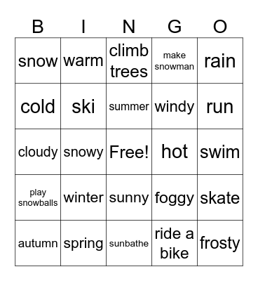 seasons Bingo Card