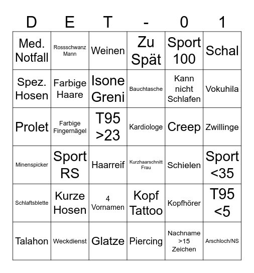 Det 1 Bingo Card