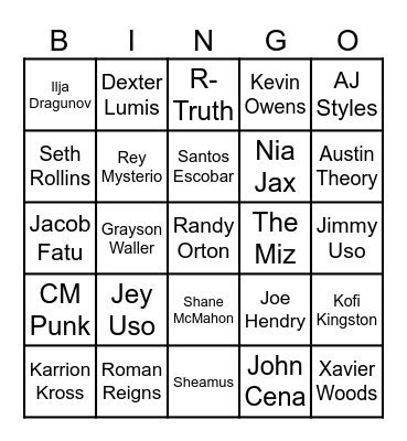 Royal Rumble 2025 Bingo Card